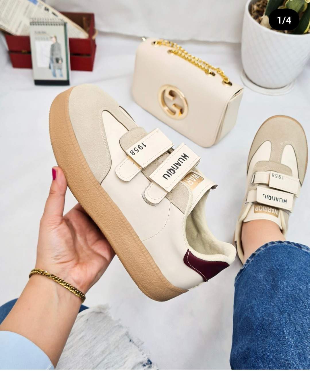 کتونی دوچسب کرم کتونی دوچسب کرم