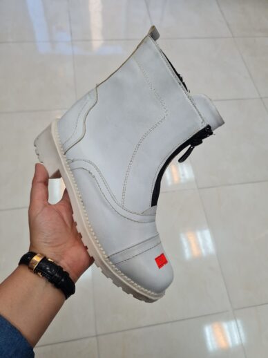 نیم بوت سفید زیپی